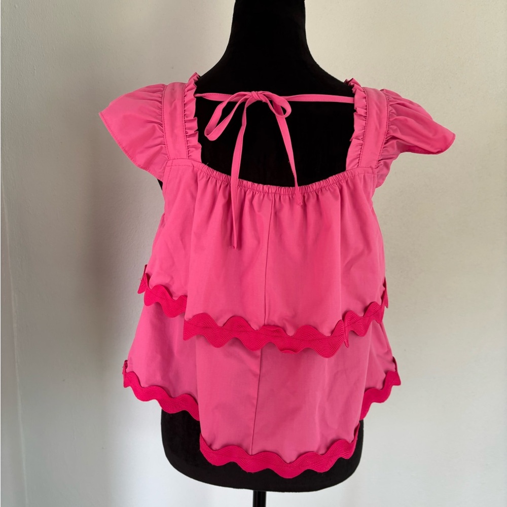 Vibrant Pink Layered Ruffle Top small - Picture 6 of 8